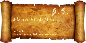 Jóna Vitális névjegykártya